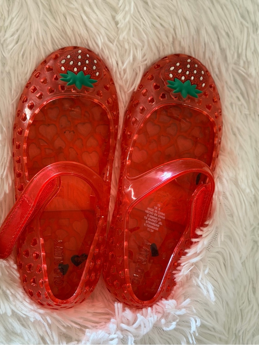 Kids Red Jelly Strawberry Mary Jane Shoes